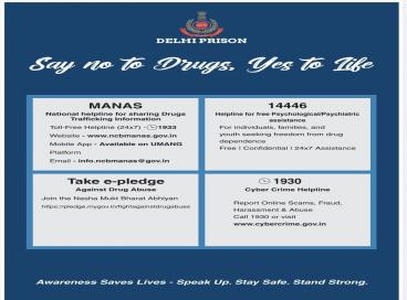 Delhi prisons says "No to Drugs".